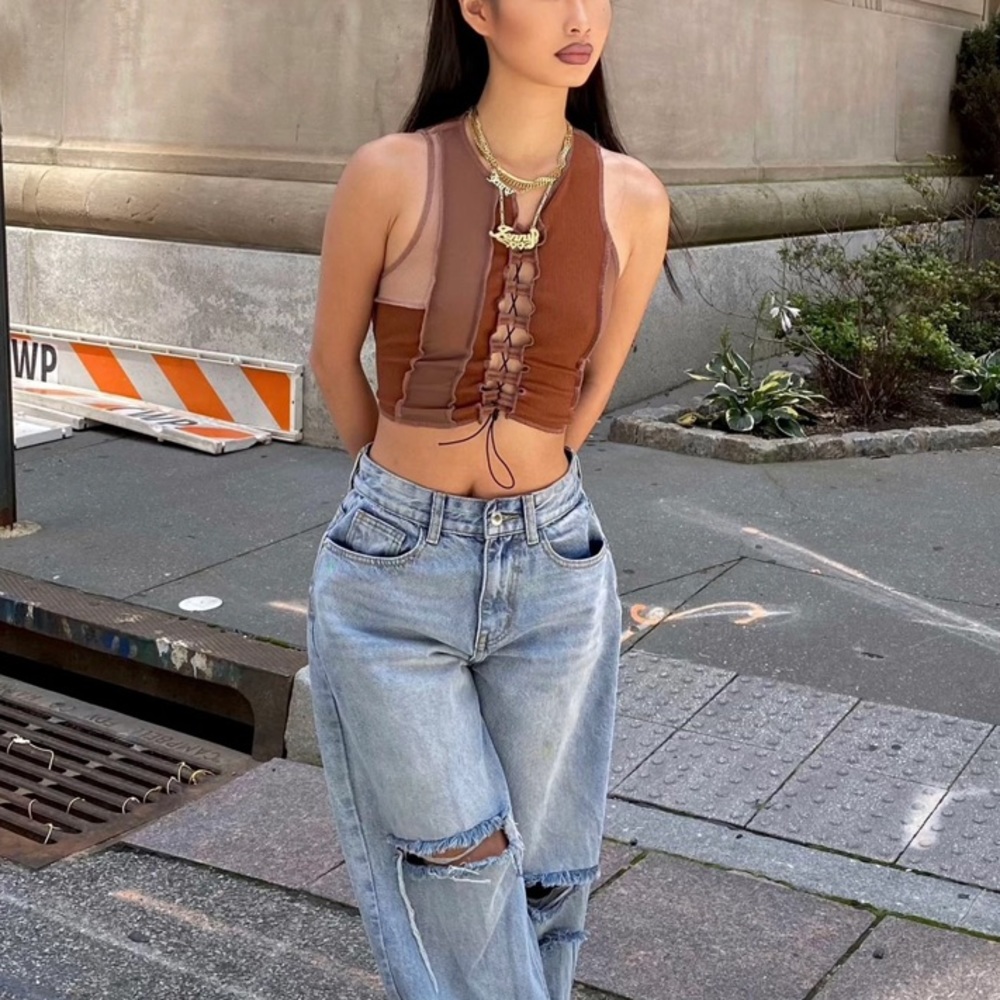 SOLD Patchwork Crop Top - Picture 2 of 3
